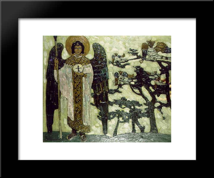 Archangel (Study To Treasures Of Angels) 20x24 Black Modern Wood Framed Art Print Poster by Roerich, Nicholas