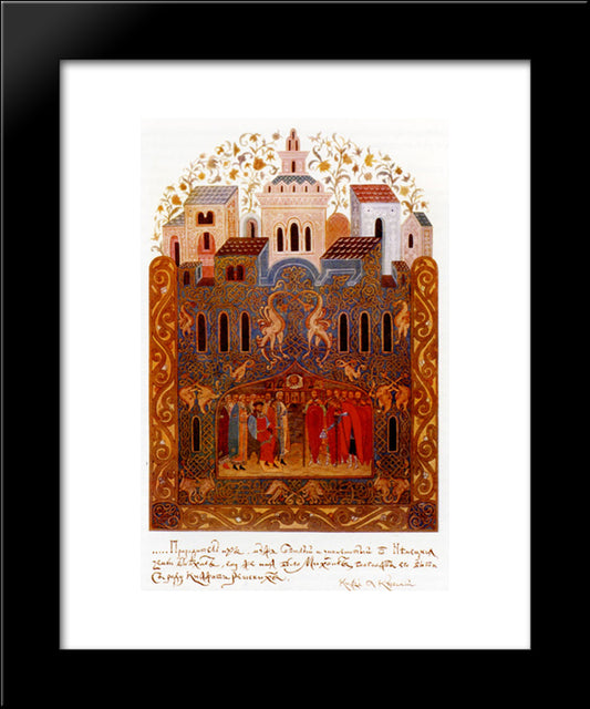 Arrival Of Prince Michael Glanda Kambila To Russia, Veliky Novgorod 20x24 Black Modern Wood Framed Art Print Poster by Roerich, Nicholas