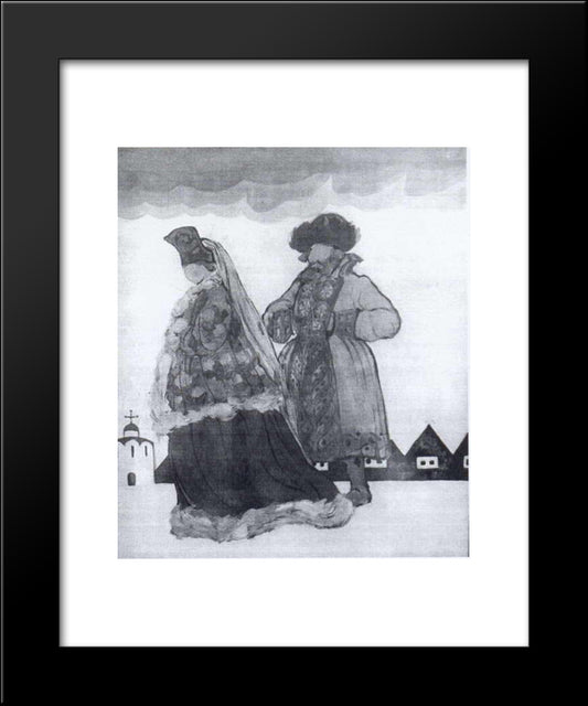 Boyarin And Boyarynia 20x24 Black Modern Wood Framed Art Print Poster by Roerich, Nicholas