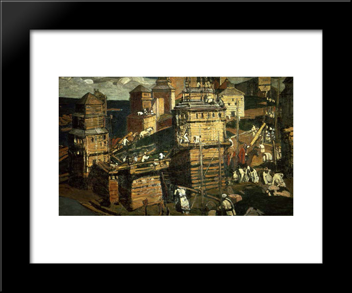Building A City 20x24 Black Modern Wood Framed Art Print Poster by Roerich, Nicholas
