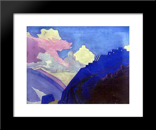 By The Brahmaputra 20x24 Black Modern Wood Framed Art Print Poster by Roerich, Nicholas