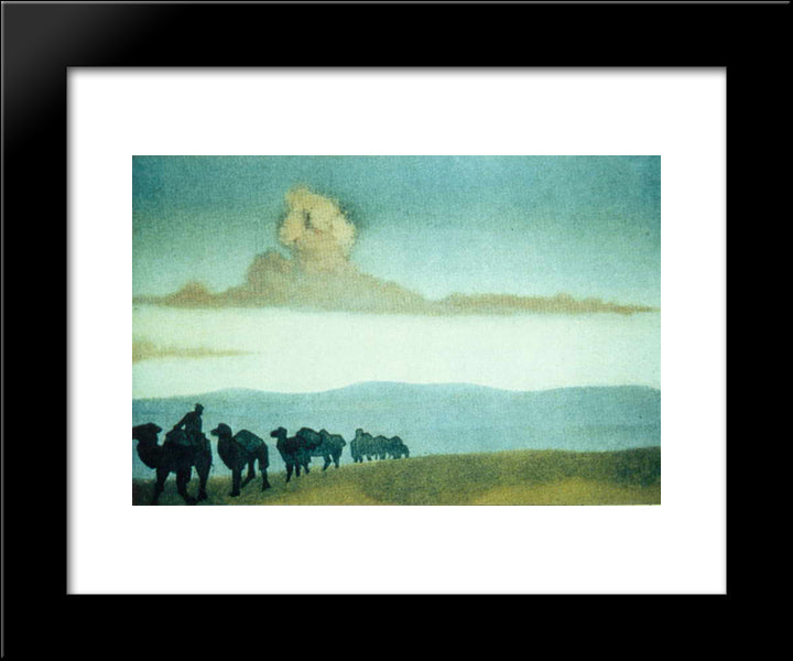 Chahar (Caravan In The Desert) 20x24 Black Modern Wood Framed Art Print Poster by Roerich, Nicholas