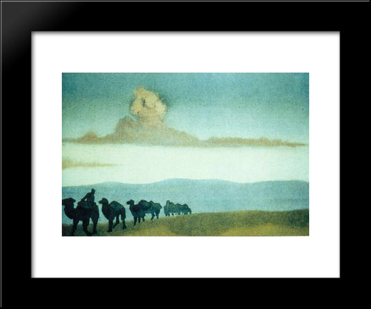 Chahar (Caravan In The Desert) 20x24 Black Modern Wood Framed Art Print Poster by Roerich, Nicholas