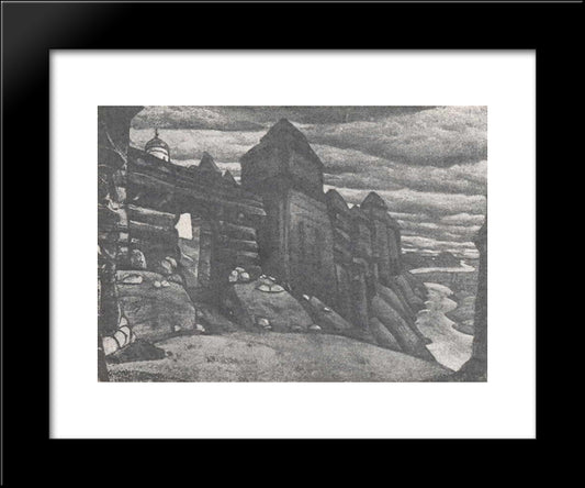 City Wall 20x24 Black Modern Wood Framed Art Print Poster by Roerich, Nicholas