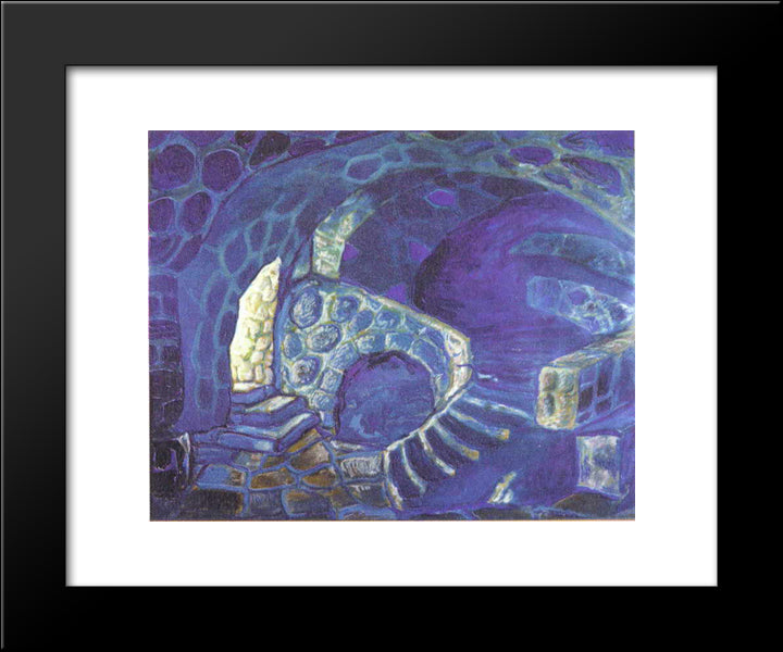 Corridors Of The Castle. Dungeons 20x24 Black Modern Wood Framed Art Print Poster by Roerich, Nicholas