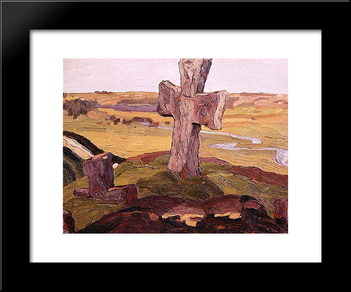 Cross On The Truvor Mound 20x24 Black Modern Wood Framed Art Print Poster by Roerich, Nicholas