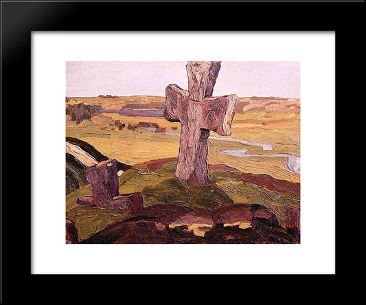 Cross On The Truvor Mound 20x24 Black Modern Wood Framed Art Print Poster by Roerich, Nicholas
