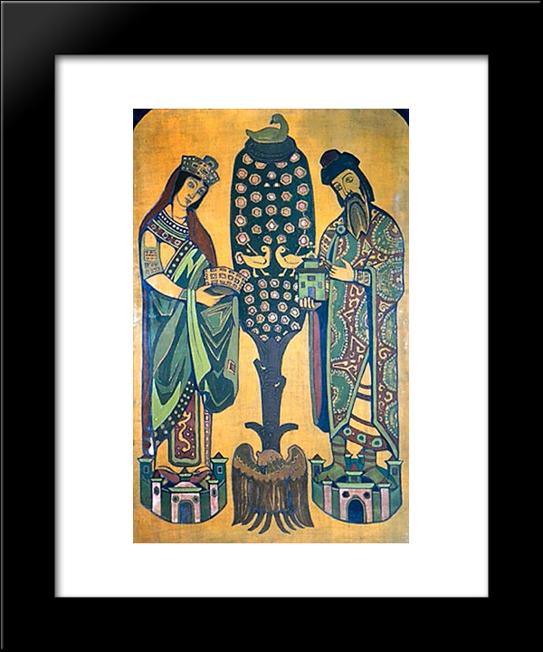 Crown Of The World 20x24 Black Modern Wood Framed Art Print Poster by Roerich, Nicholas