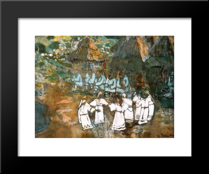 Daning (Horovod) 20x24 Black Modern Wood Framed Art Print Poster by Roerich, Nicholas