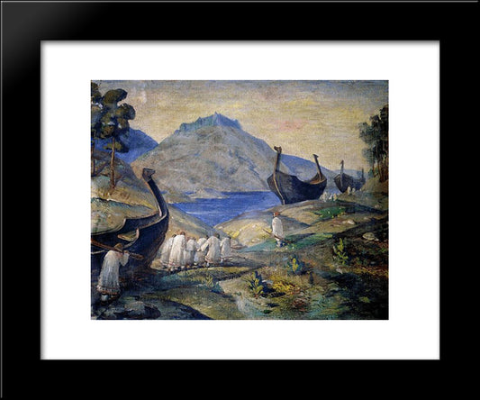 Dragging Portage 20x24 Black Modern Wood Framed Art Print Poster by Roerich, Nicholas