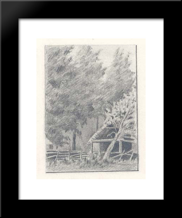 Drying House In Tarakanovka 20x24 Black Modern Wood Framed Art Print Poster by Roerich, Nicholas