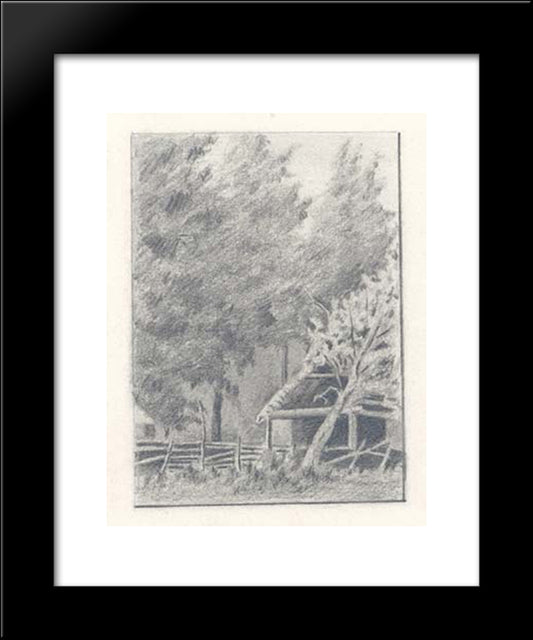 Drying House In Tarakanovka 20x24 Black Modern Wood Framed Art Print Poster by Roerich, Nicholas