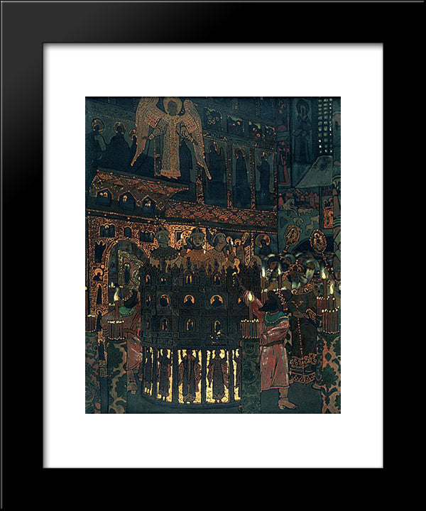 Fiery Furnace 20x24 Black Modern Wood Framed Art Print Poster by Roerich, Nicholas