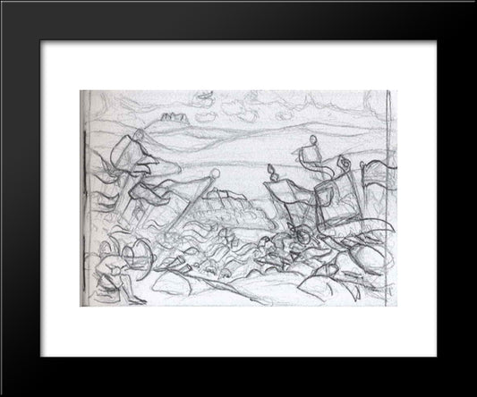 Fight Near Kerzhenets 20x24 Black Modern Wood Framed Art Print Poster by Roerich, Nicholas