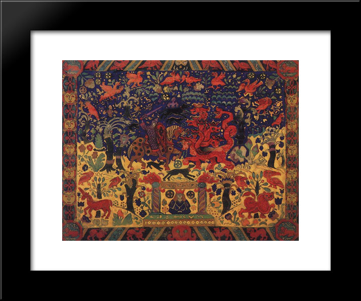 Fight With The Dragon 20x24 Black Modern Wood Framed Art Print Poster by Roerich, Nicholas