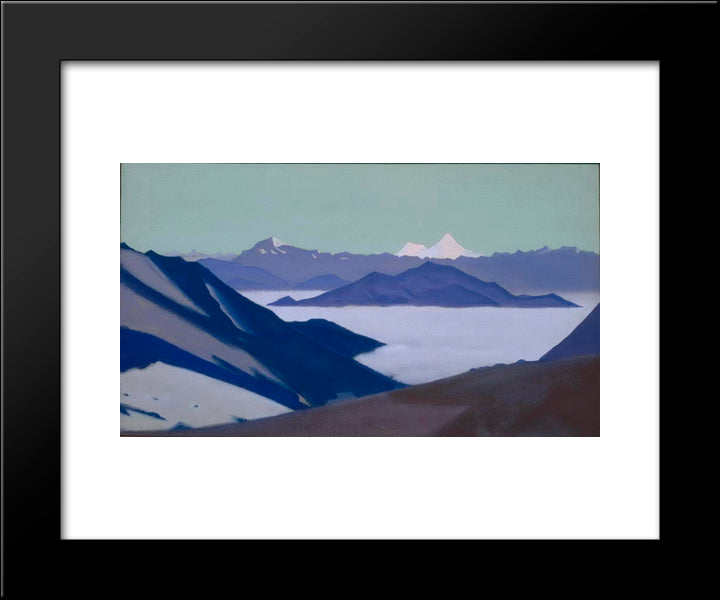 Fog In The Mountains. Himalayas. 20x24 Black Modern Wood Framed Art Print Poster by Roerich, Nicholas