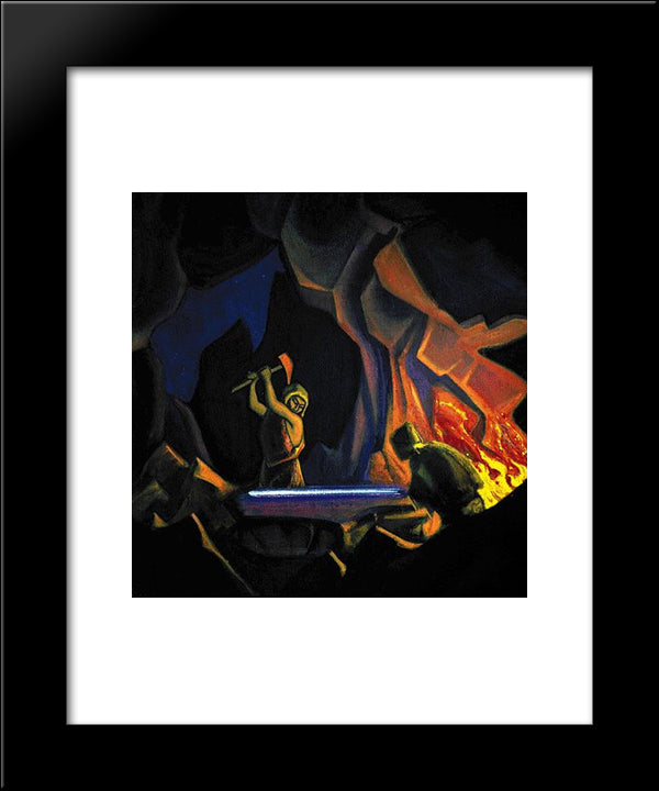 Forging The Sword (Nibelung) 20x24 Black Modern Wood Framed Art Print Poster by Roerich, Nicholas