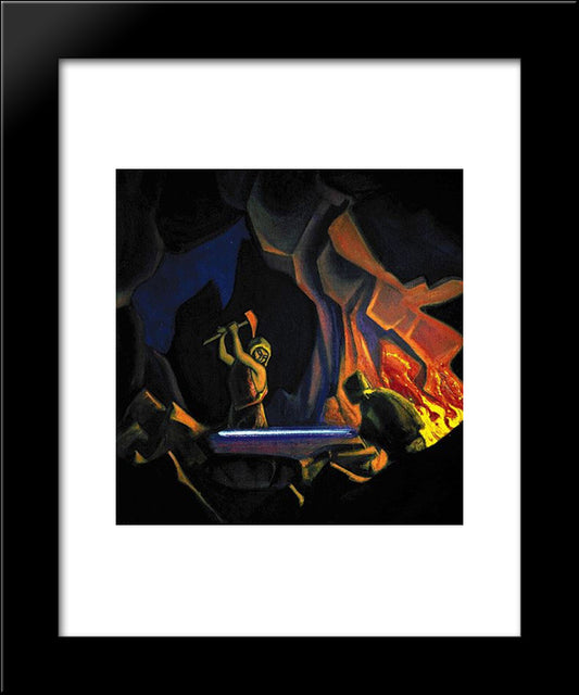 Forging The Sword (Nibelung) 20x24 Black Modern Wood Framed Art Print Poster by Roerich, Nicholas