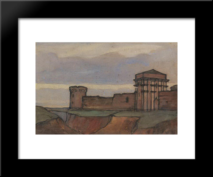 Fortress 20x24 Black Modern Wood Framed Art Print Poster by Roerich, Nicholas