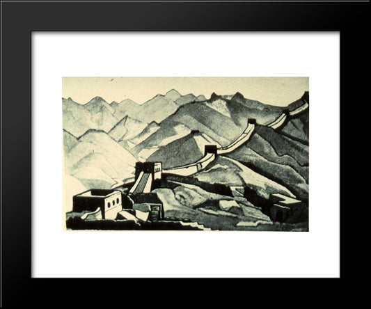 Great Wall Of China 20x24 Black Modern Wood Framed Art Print Poster by Roerich, Nicholas
