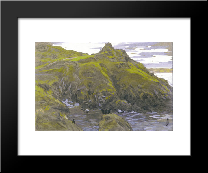 Green Fjord 20x24 Black Modern Wood Framed Art Print Poster by Roerich, Nicholas