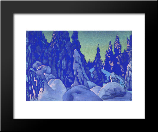 Guardians Of The Snow 20x24 Black Modern Wood Framed Art Print Poster by Roerich, Nicholas
