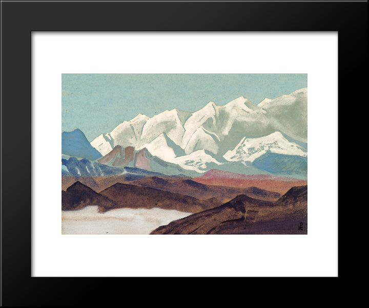 Himalayas. Chain Of Kanchenjunga. 20x24 Black Modern Wood Framed Art Print Poster by Roerich, Nicholas