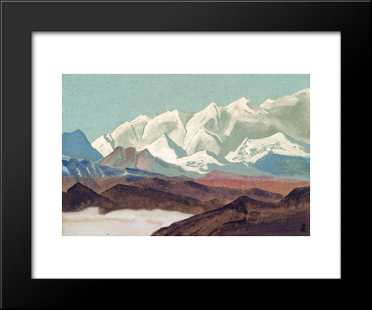 Himalayas. Chain Of Kanchenjunga. 20x24 Black Modern Wood Framed Art Print Poster by Roerich, Nicholas