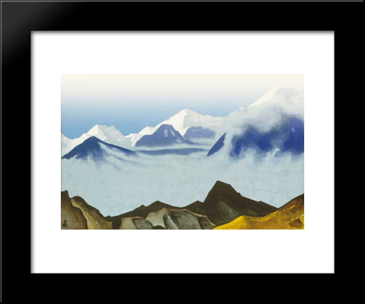 Himalayas. Ridge Kanchendganga. 20x24 Black Modern Wood Framed Art Print Poster by Roerich, Nicholas