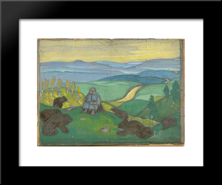 Human Ancestors (Study) 20x24 Black Modern Wood Framed Art Print Poster by Roerich, Nicholas