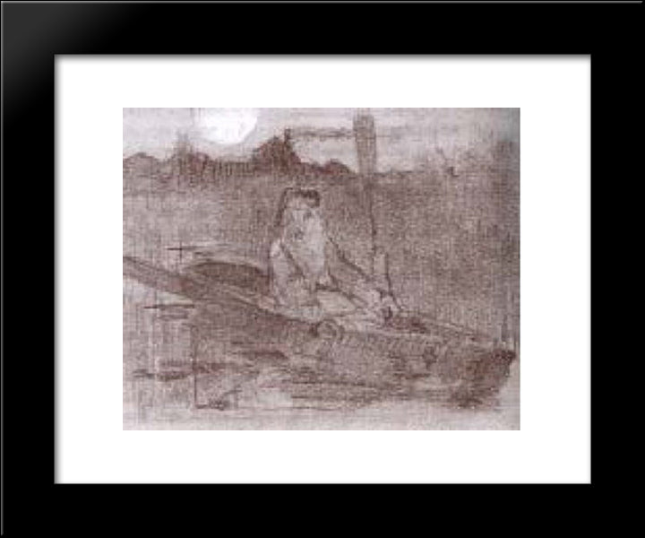 Hunter On The Boat 20x24 Black Modern Wood Framed Art Print Poster by Roerich, Nicholas