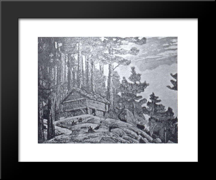 Hut In The Forest 20x24 Black Modern Wood Framed Art Print Poster by Roerich, Nicholas
