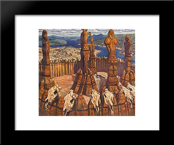 Idols (Pagan Rus) 20x24 Black Modern Wood Framed Art Print Poster by Roerich, Nicholas