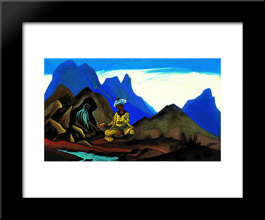 Iskander And Hermit 20x24 Black Modern Wood Framed Art Print Poster by Roerich, Nicholas