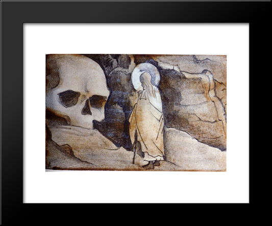 Issa And Giant'S Head 20x24 Black Modern Wood Framed Art Print Poster by Roerich, Nicholas