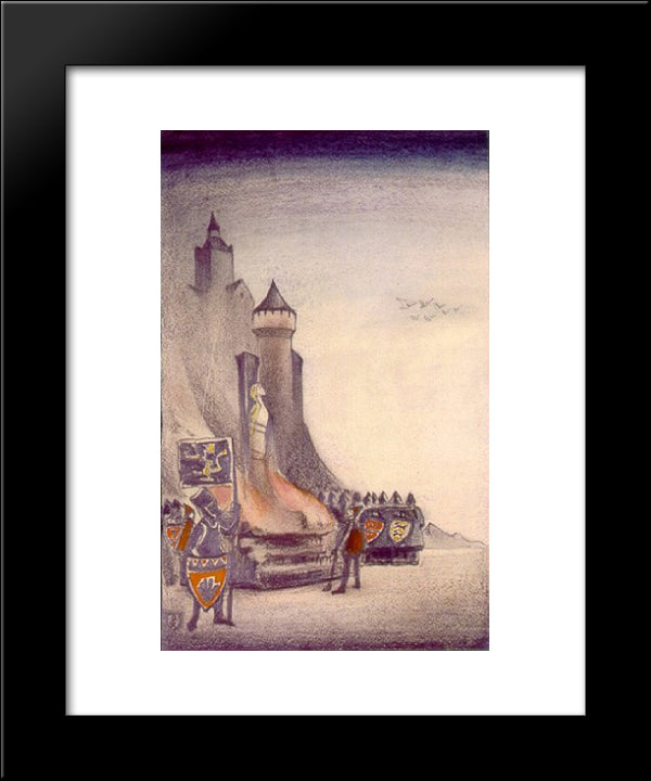 Jeanne D'Arc. In The Fire. 20x24 Black Modern Wood Framed Art Print Poster by Roerich, Nicholas