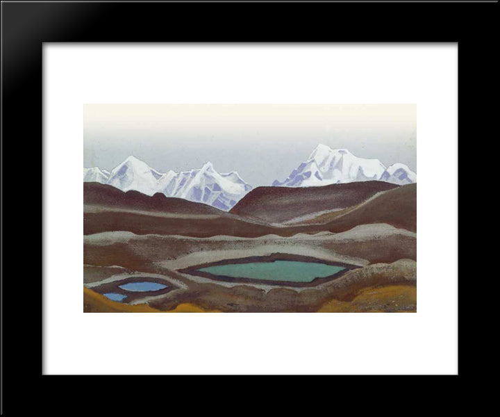 Kangchenjunga. Mountain Lakes. 20x24 Black Modern Wood Framed Art Print Poster by Roerich, Nicholas