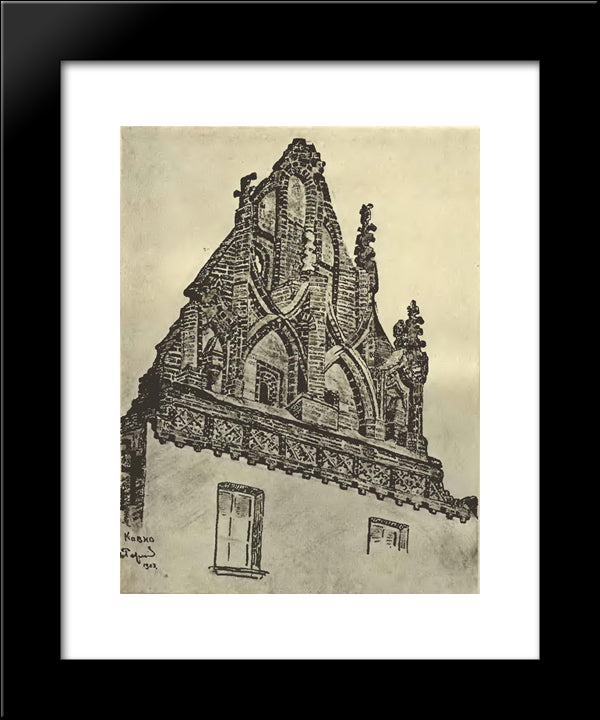 Kovno. Gothic Facade. 20x24 Black Modern Wood Framed Art Print Poster by Roerich, Nicholas