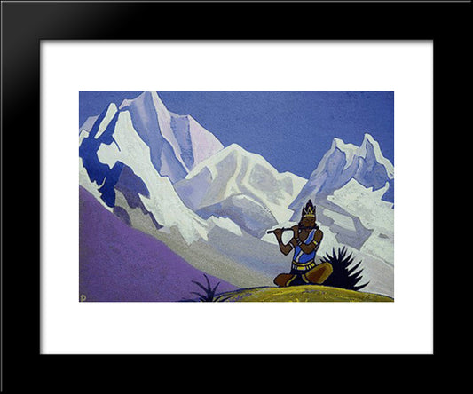 Krishna. Magic Flute. 20x24 Black Modern Wood Framed Art Print Poster by Roerich, Nicholas