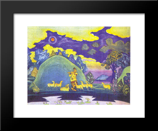 Krishna-Lel 20x24 Black Modern Wood Framed Art Print Poster by Roerich, Nicholas
