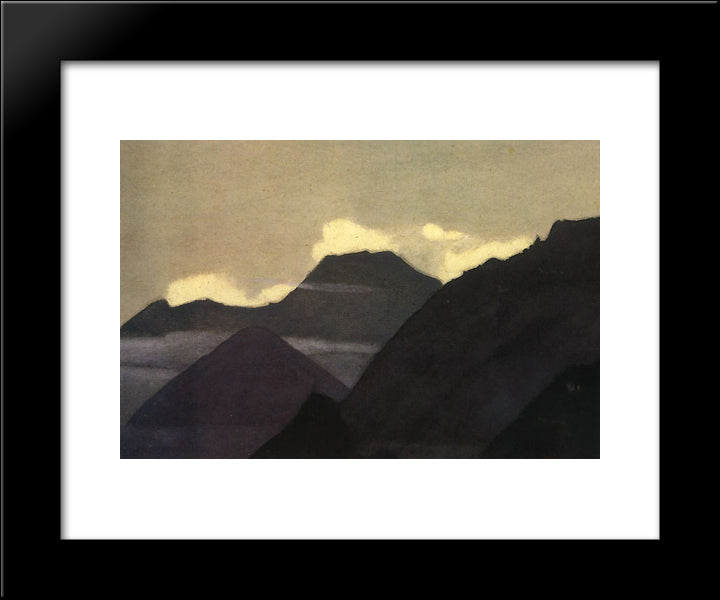 Kuluta. Mountains Before The Sunset. 20x24 Black Modern Wood Framed Art Print Poster by Roerich, Nicholas