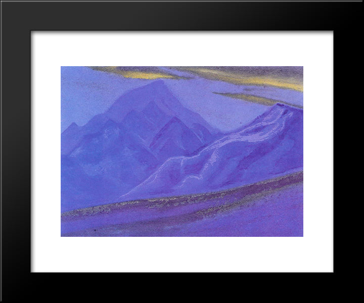 Ladakh. Golden Clouds Over Blue Mountains. 20x24 Black Modern Wood Framed Art Print Poster by Roerich, Nicholas