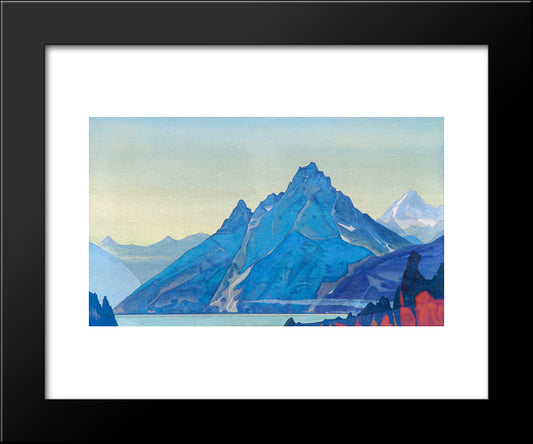 Lake Of The Nagas 20x24 Black Modern Wood Framed Art Print Poster by Roerich, Nicholas