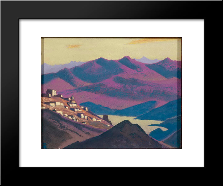 Lake Yam-Tso 20x24 Black Modern Wood Framed Art Print Poster by Roerich, Nicholas
