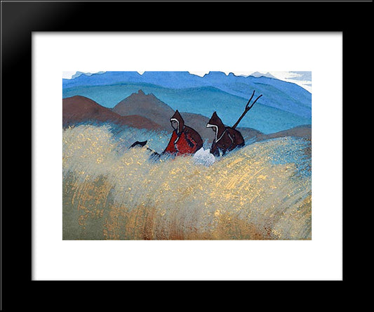 Lamas-Reapers 20x24 Black Modern Wood Framed Art Print Poster by Roerich, Nicholas