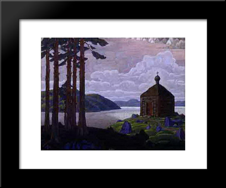 Landscape With Chapel 20x24 Black Modern Wood Framed Art Print Poster by Roerich, Nicholas