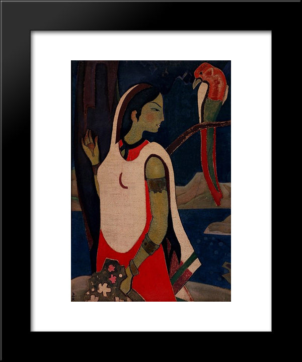 Language Of Bird 20x24 Black Modern Wood Framed Art Print Poster by Roerich, Nicholas