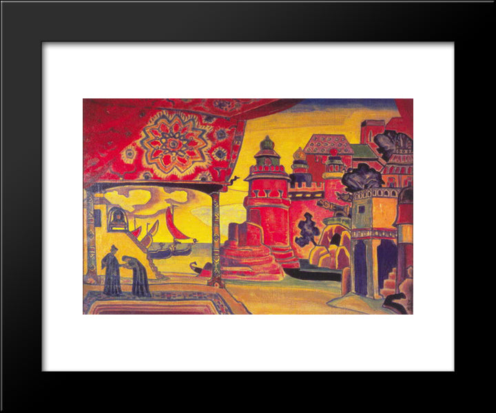 Ledenets Town 20x24 Black Modern Wood Framed Art Print Poster by Roerich, Nicholas