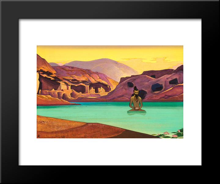 Lotus 20x24 Black Modern Wood Framed Art Print Poster by Roerich, Nicholas