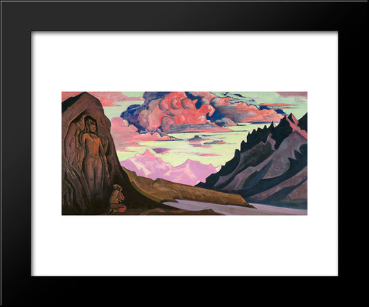 Maitreya The Conqueror 20x24 Black Modern Wood Framed Art Print Poster by Roerich, Nicholas
